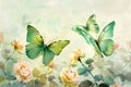 Two Butterflies Flying Over Flowers Royalty Free Stock Photo