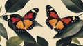 Butterflies on leaves creating shared wing pattern in 169