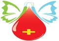 Two butterfy on red blood. Health Vector Logo. Best quality and high use. High commercial