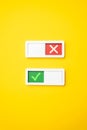 Two buttons enabling and disabling. Concept of parameters and settings. Royalty Free Stock Photo
