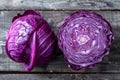 Two Cabbages on Wooden Surface