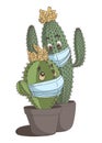 Two cactuses in medical masks