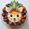 Fruit Deer Cake: A Vibrant And Elaborate Lion-shaped Delight