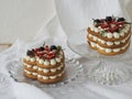 Two cakes in the shape of a heart for Valentine`s Day on a white background Royalty Free Stock Photo