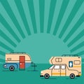 two campers in sunburst Royalty Free Stock Photo