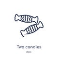 Two candies icon from party outline collection. Thin line two candies icon isolated on white background