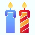 Two candles flat icon. Candlelight vector illustration isolated on white. Flame gradient style design, designed for web