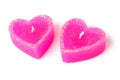 Two candles in the form of hea Royalty Free Stock Photo