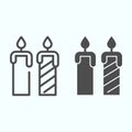 Two candles line and glyph icon. Candlelight vector illustration isolated on white. Flame outline style design, designed