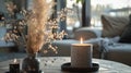 Two Candles on Living Room Table