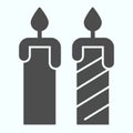 Two candles solid icon. Candlelight vector illustration isolated on white. Flame glyph style design, designed for web