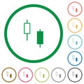Two candlesticks flat icons with outlines