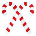 Two Candy Canes Flat Icon on White