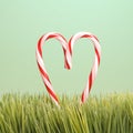 Two candy canes in grass. Royalty Free Stock Photo