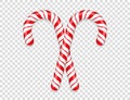 Two candy canes on transparent background, vector eps10 illustration