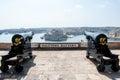 Two cannons in saluting battery on Valletta castle, Malta