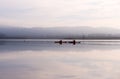 Two canoe on Columbia river in spectacular view