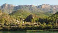 Two canoeists on the Segre river, Camarasa, Lleida, Spain, Europe