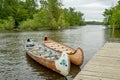 Two canoes at the Parc de la riviere des milles Iles Royalty Free Stock Photo