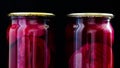 Red marinated beetroot in a glass jars Royalty Free Stock Photo