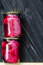 Red marinated beetroot in a glass jars Royalty Free Stock Photo