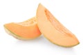 Two cantaloupe melon slices on white Royalty Free Stock Photo