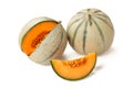 Cantaloupe melons isolated on white Royalty Free Stock Photo