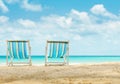 Two canvas beach bed on the beach