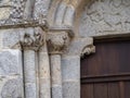 Two capitals with animal sculptures, church of san martiÃÂ±o de moldes, la coruÃÂ±a, spain, europe