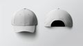 Two caps in different angles on a monochrome background. Mock up, material for mounting and presentation of logos Royalty Free Stock Photo