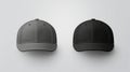 Two caps in different angles on a monochrome background. Mock up, material for mounting and presentation of logos Royalty Free Stock Photo