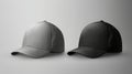 Two caps in different angles on a monochrome background. Mock up, material for mounting and presentation of logos Royalty Free Stock Photo