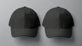 Two caps in different angles on a monochrome background. Mock up, material for mounting and presentation of logos Royalty Free Stock Photo