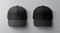 Two caps in different angles on a monochrome background. Mock up, material for mounting and presentation of logos Royalty Free Stock Photo