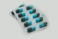 Panel of capsules medicine pills from doctor order Royalty Free Stock Photo