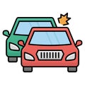Two car collision Isolated Vector icon that can be easily modified or edited