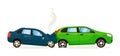 Two car rear end collision on white road background Royalty Free Stock Photo