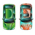 Two car top view Royalty Free Stock Photo