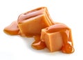 Caramel pieces on white background Royalty Free Stock Photo