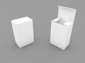 Two cardboard boxes for goods on a gray background. Royalty Free Stock Photo