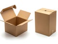 Two cardboard boxes isolated on white background Royalty Free Stock Photo