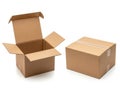 Two cardboard boxes isolated on white background Royalty Free Stock Photo