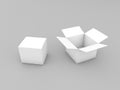 Two cardboard boxes mock up on gray background. Royalty Free Stock Photo