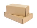 Two cardboard parcel boxes isolated on white Royalty Free Stock Photo