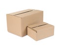 Two cardboard parcel boxes isolated on white Royalty Free Stock Photo