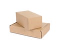 Two cardboard parcel boxes isolated on white Royalty Free Stock Photo
