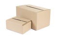 Two cardboard parcel boxes isolated on white Royalty Free Stock Photo