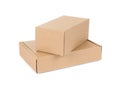 Two cardboard parcel boxes isolated on white Royalty Free Stock Photo