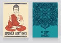 Two cards for Buddha birthday with beautiful asian ornament