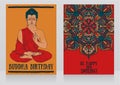 Two cards for Buddha birthday with beautiful asian ornament